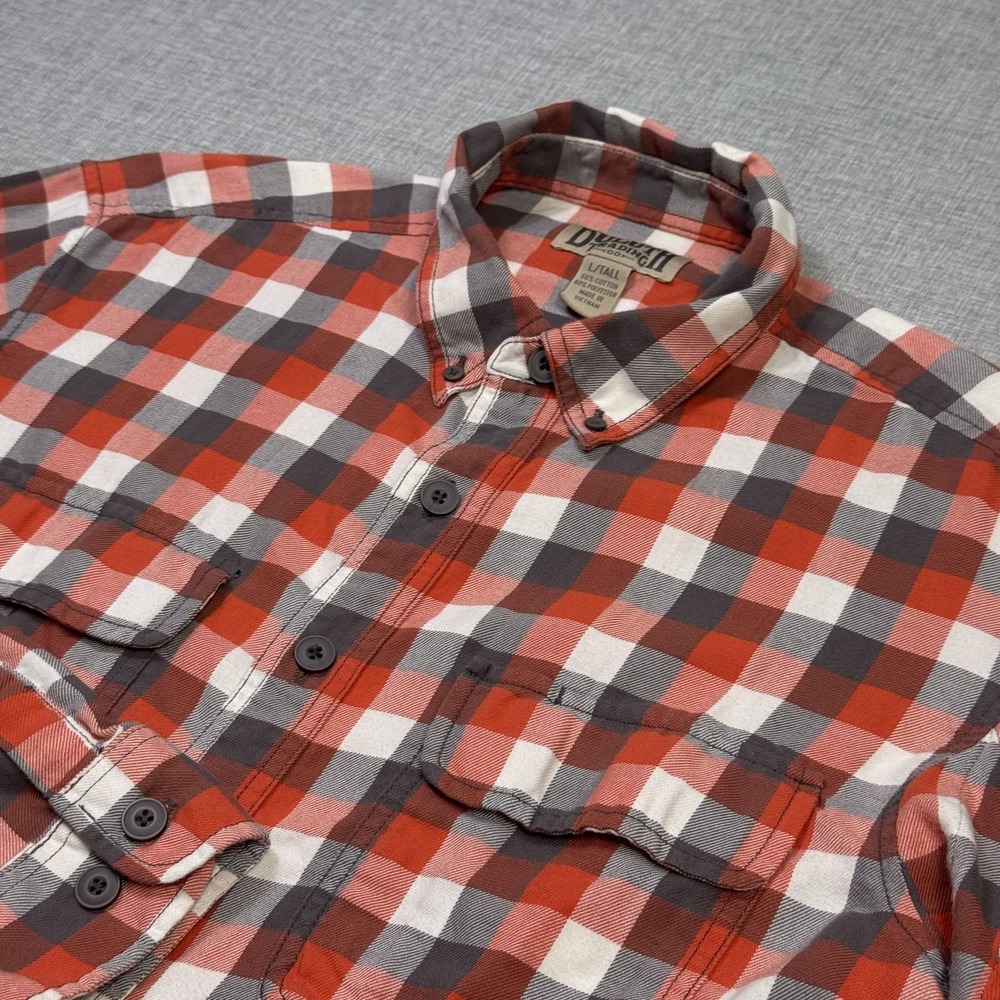 Duluth Trading Co. Flannel Button-Down Shirt Men LT Multicolor Plaid Long Sleeve